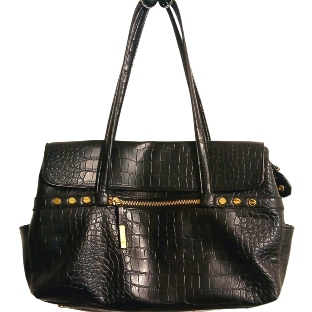 Tutilo Vegan Leather Croc 3 Compartment Large Tote Bag Suitcase Briefcase Laptop